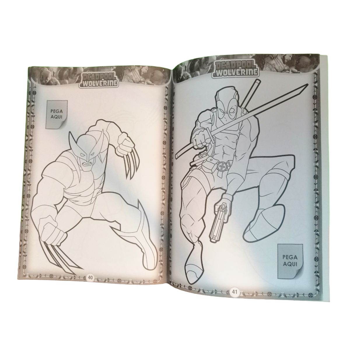 GENERICO - Libro para colorear - Deadpool y Wolverine con 56 stickers incluidos