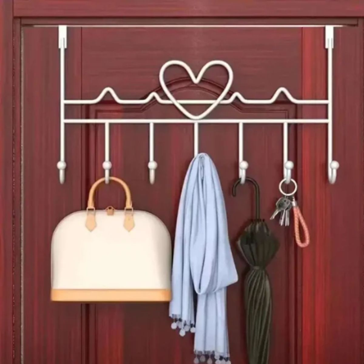 GENERICO - Colgante Para Puerta De Metal Perchero De 7 Ganchos Blanco (P7-C)