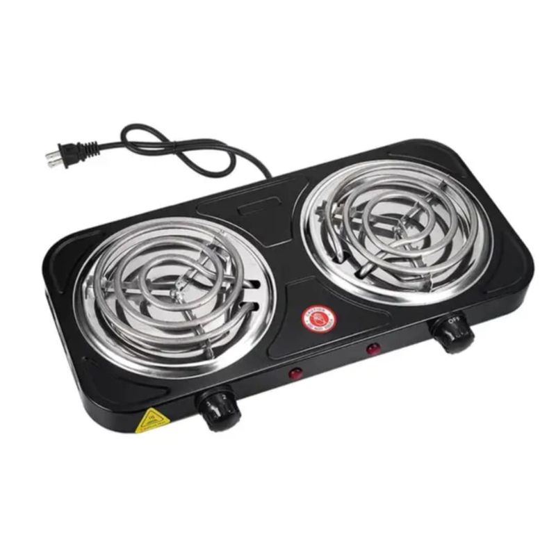 GENERICO - Cocina Electrica Aspiral 2 Hornillas Mesa Portatil Moderna Negro RAF