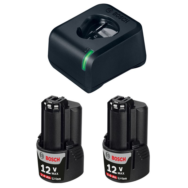 BOSCH - Kit De 2 Baterías + Cargador Bosch Profes. 12v 2.0 Amperios