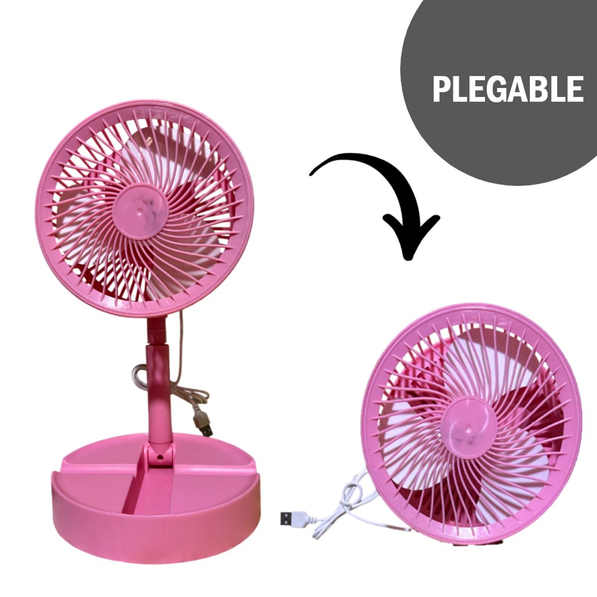 GENERICO - Ventilador portátil de escritorio con conexión USB - Rosa