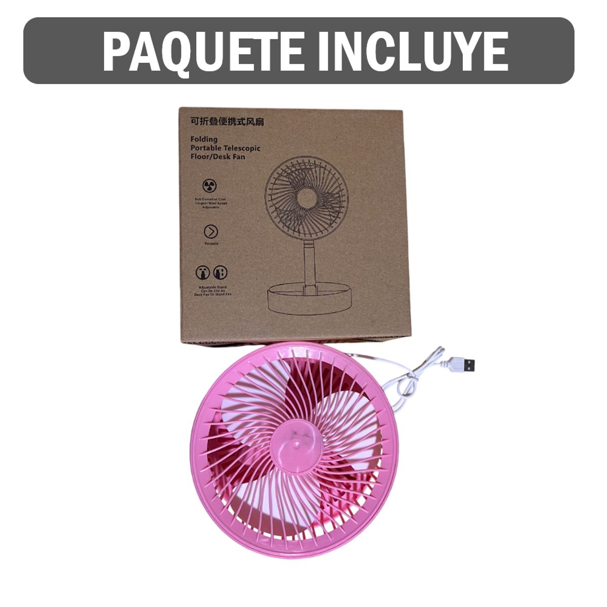 GENERICO - Ventilador portátil de escritorio con conexión USB - color rosa