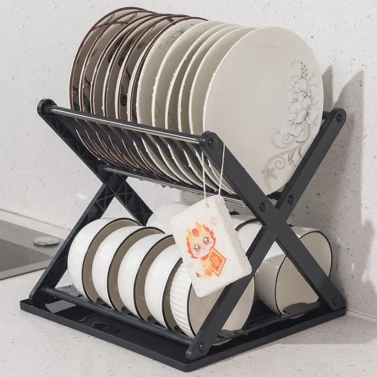 GENERICO - Secaplatos de Cocina modelo X Escurridor Organizador de Tazas Platos