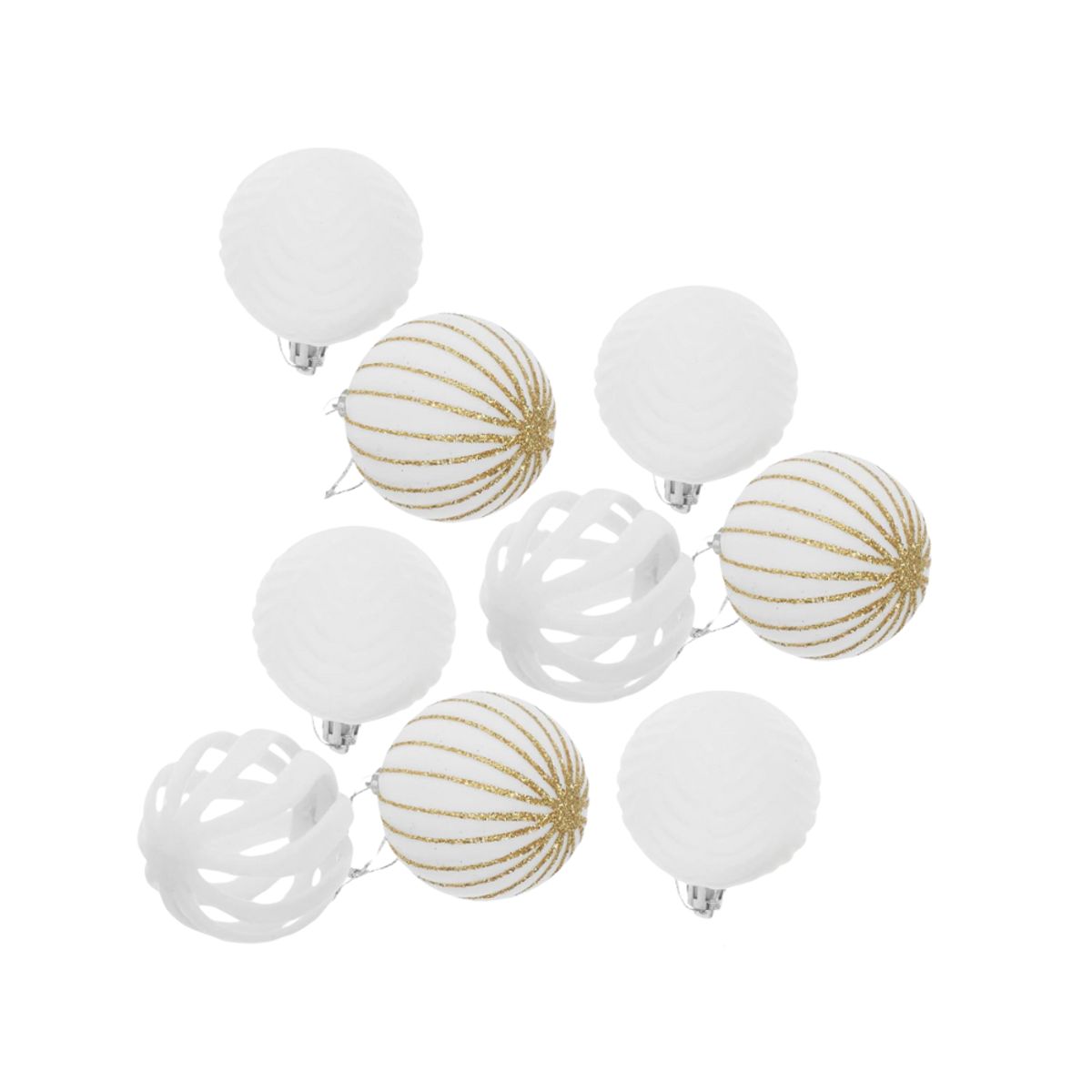 INSPIRA - Set 9 Bolas Blancas para Decoración de Árbol de Navidad