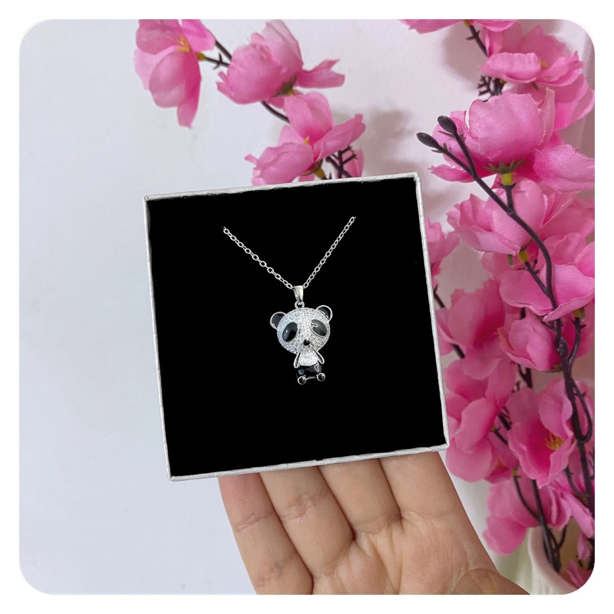 GENERICO - Collar Mujer Oso Panda Regalo Novia Mamá Acero Inoxidable Plateado