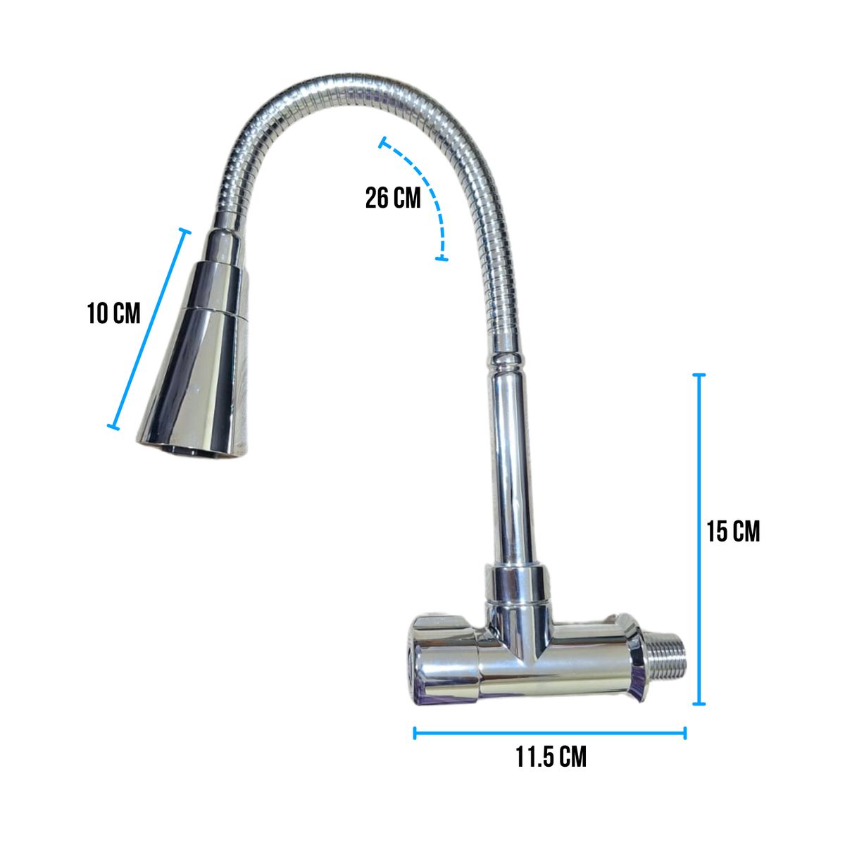 C&A - LLave de lavadero ganzo para cocina flexible cónico c&a