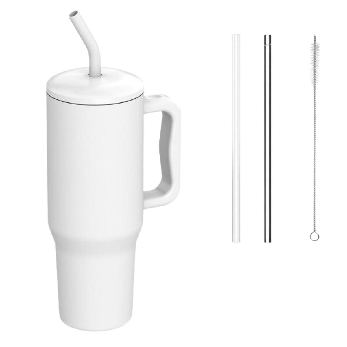 GENERICO - Vaso Tumbler con asa y cañita Antiderrames 40 oz - Blanco