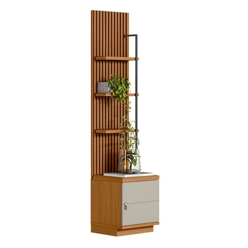 TU MESITA - Estante con Panel y Velador Logan 1 puerta color HayaBlanco TU MESITA