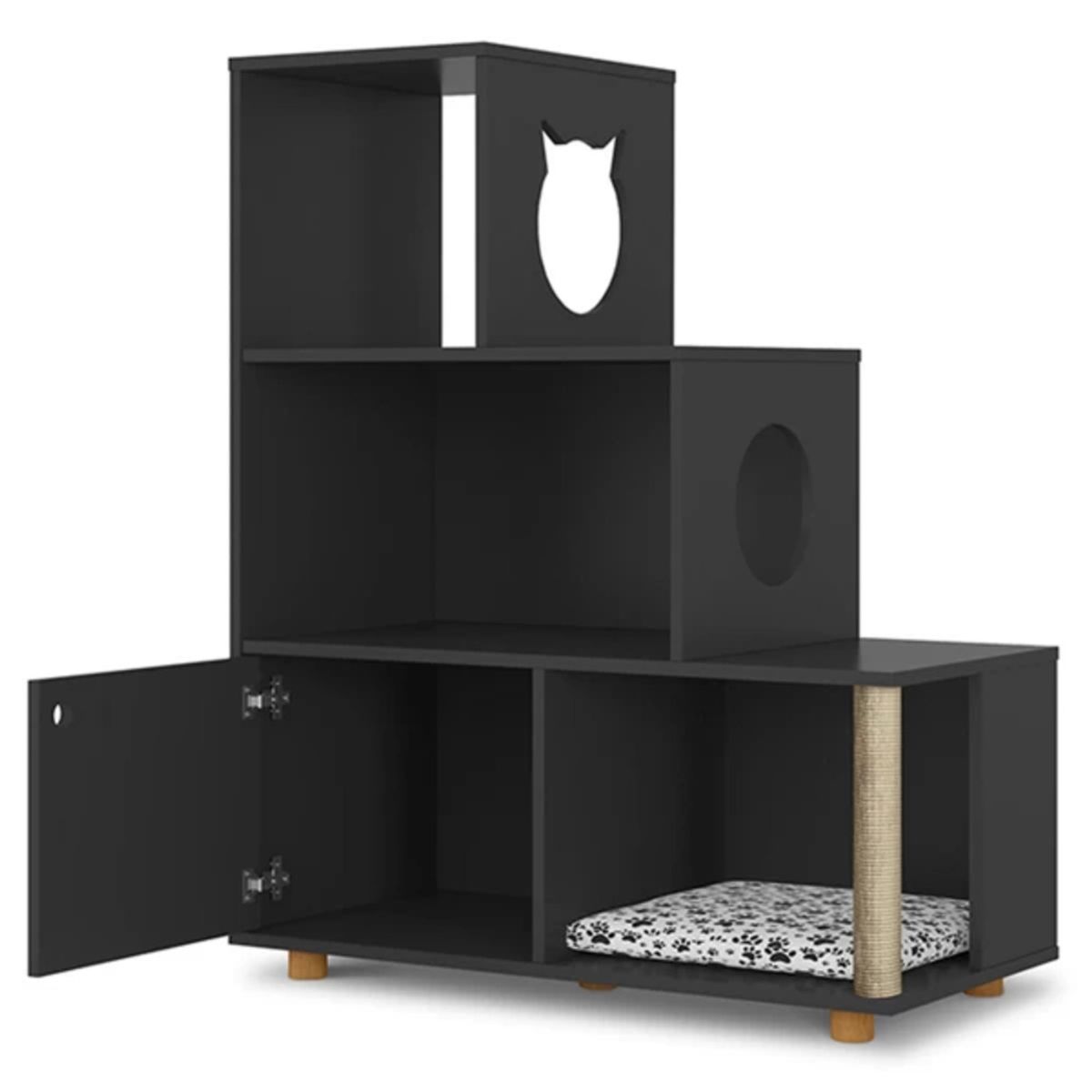 TU MESITA - Estante Moderno Siamés ideal para Mascotas Color Negro TU MESITA