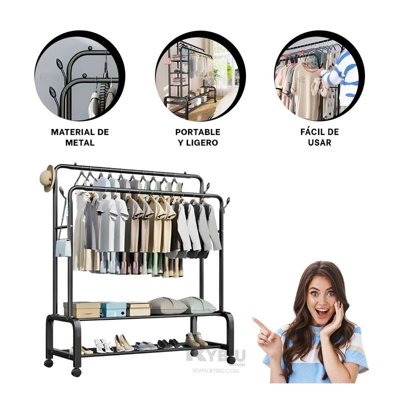 RYBIU IMPORT - Estante Ideal para el Orden de Ropa Negro Y+Papel de Regalo