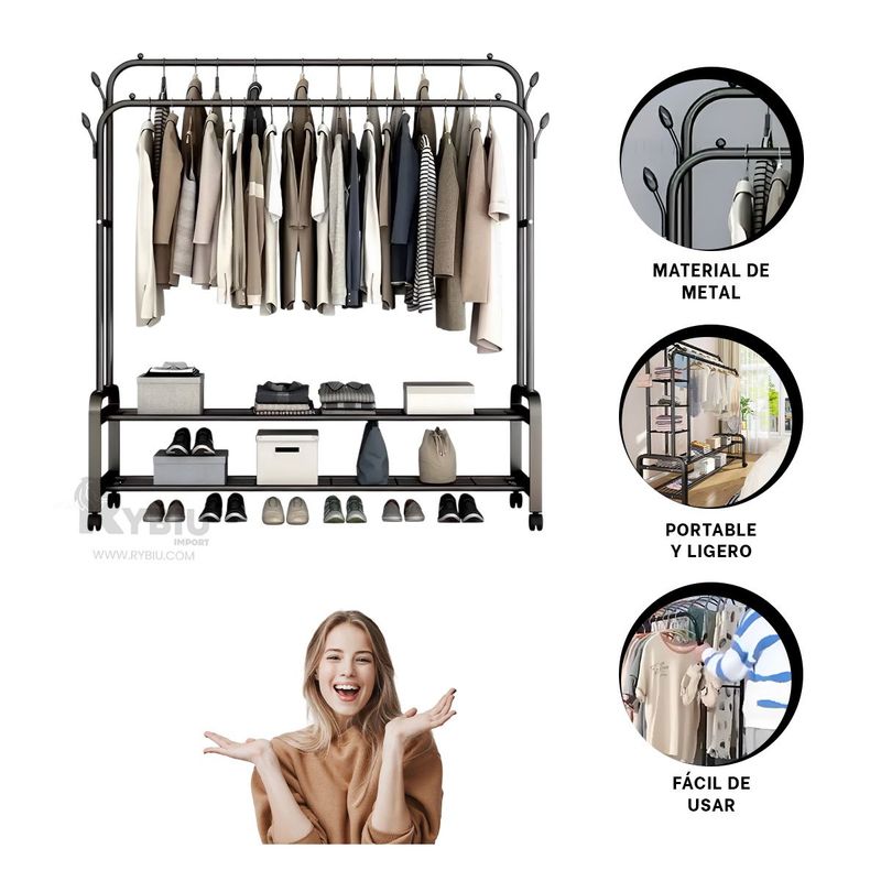 RYBIU IMPORT - Estante para Habitaciones en Color Negro Y+Regalo Agendita