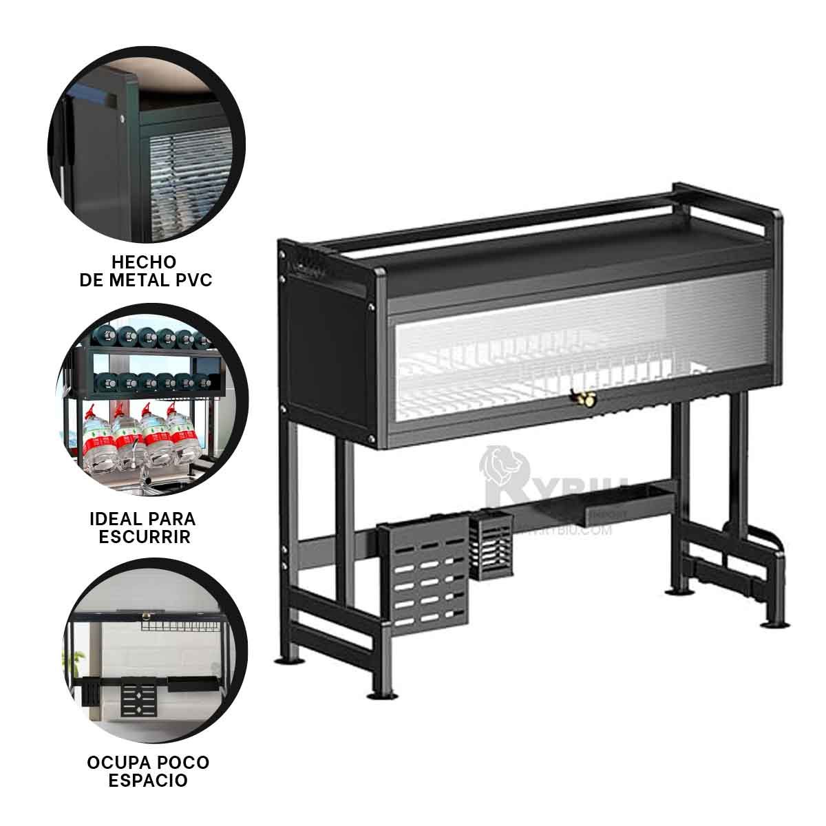 GENERICO - Escurridor Util de Platos en Color Negro Y+Papel de Regalo