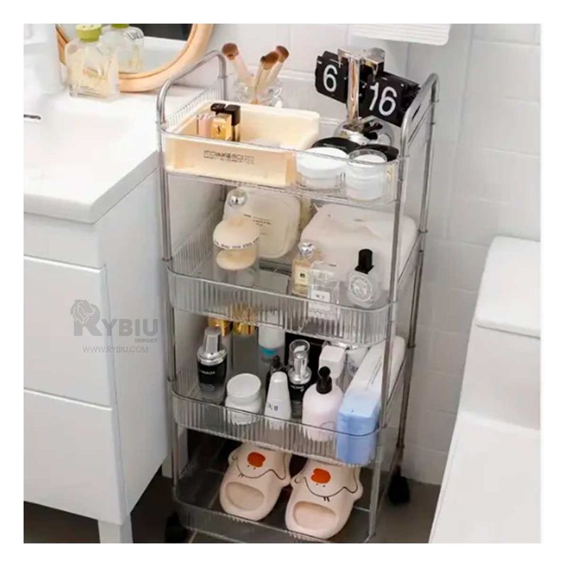 RYBIU IMPORT - Carrito Organizador Transparente con Asas de 4 Niveles