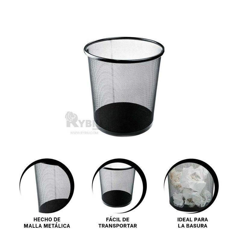 RYBIU IMPORT - Cubo con Malla Circular en Negro Y+Post-it Adhesivos