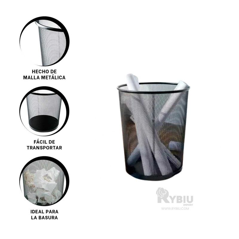 GENERICO - Cubo Elegante para Basura Negro Y+Banderitas Adhesivas
