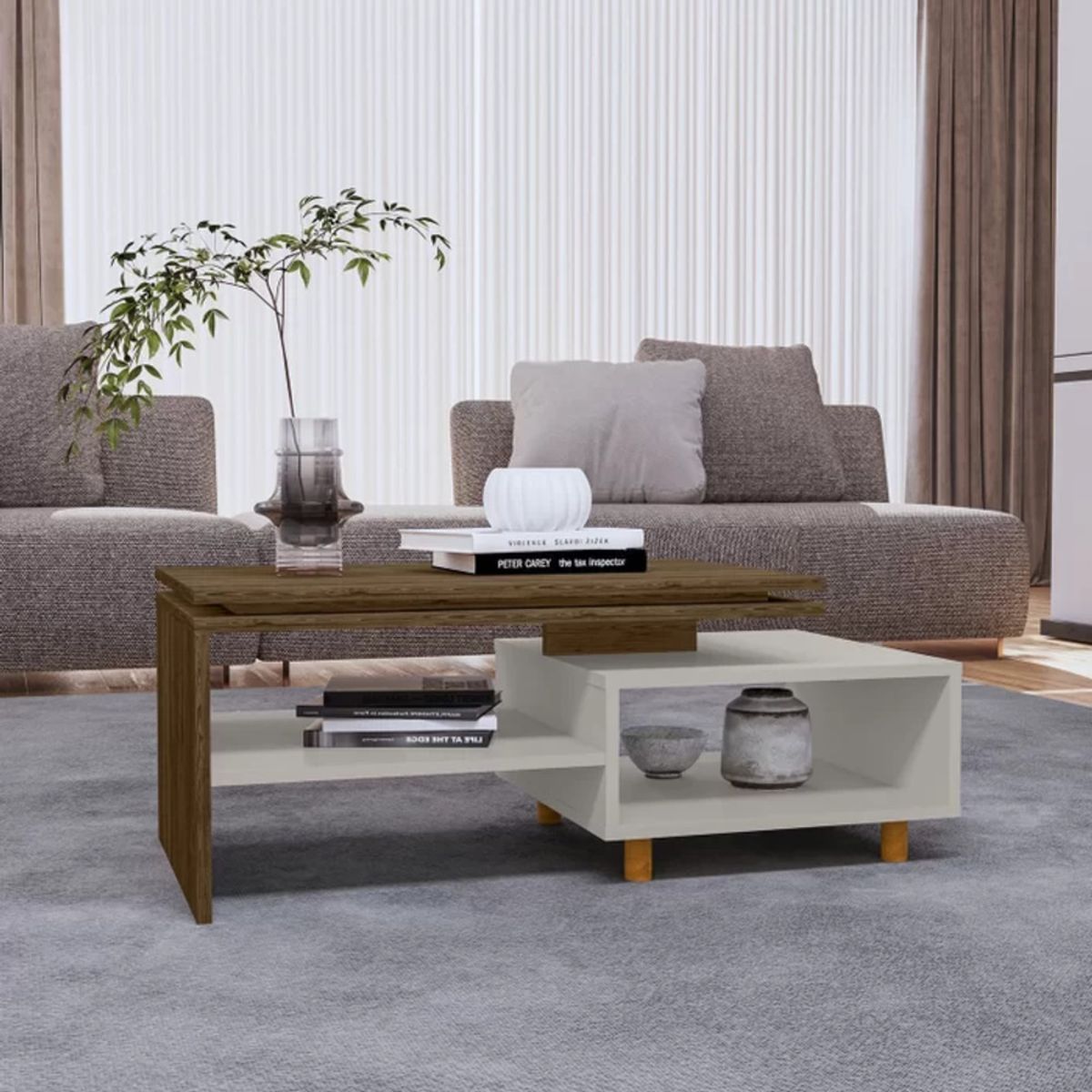 TU MESITA - Mesa de Centro Moderna Teresa color BlancoMarrón TU MESITA