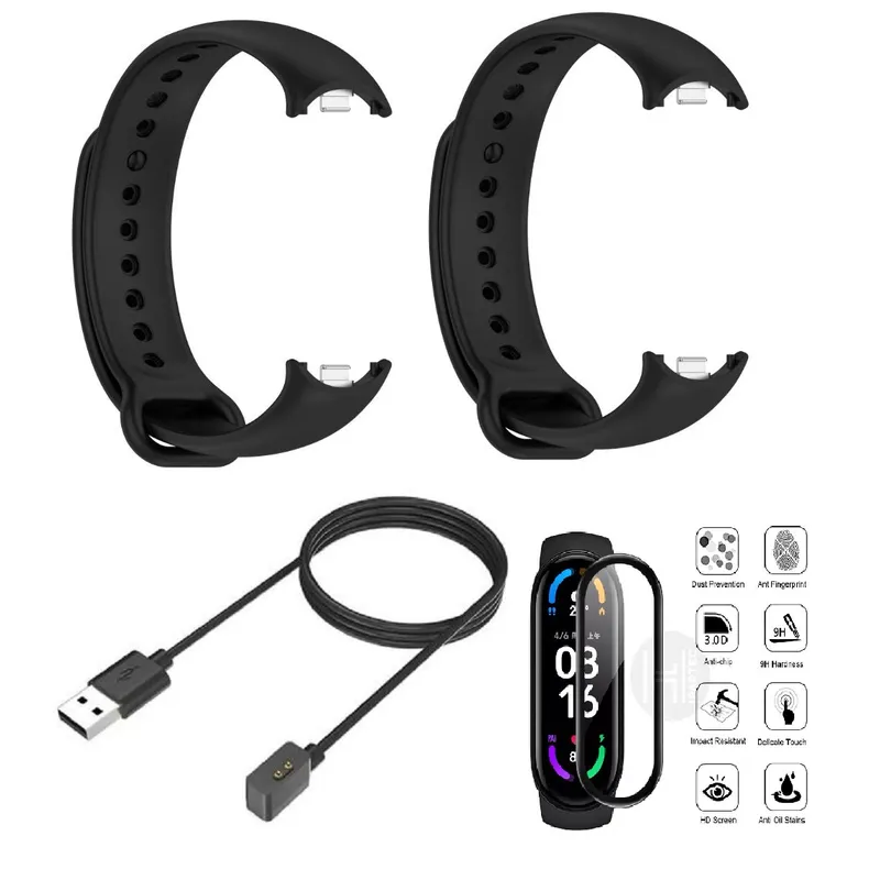 GENERICO - Cargador + mica + 2 correas para Xiaomi Mi Band 8, 9, 10