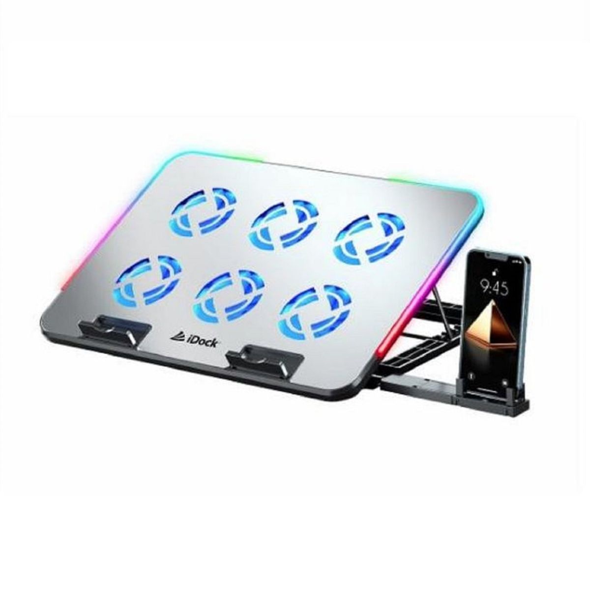 IDOCK - Cooler para Laptop Idock N8 Quantum RGB con 7 Niveles y 6 Ventiladores