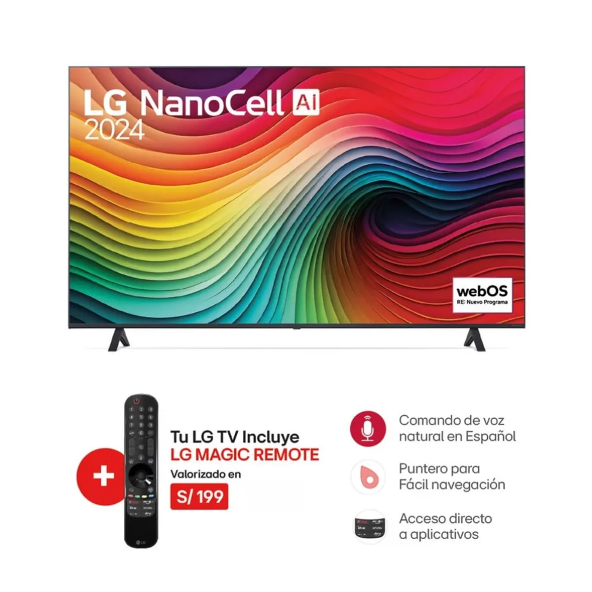 LG - TELEVISOR LG NANOCELL UHD 4K 50 SMART TV CON THINQ AI 50NANO80TSA 2024