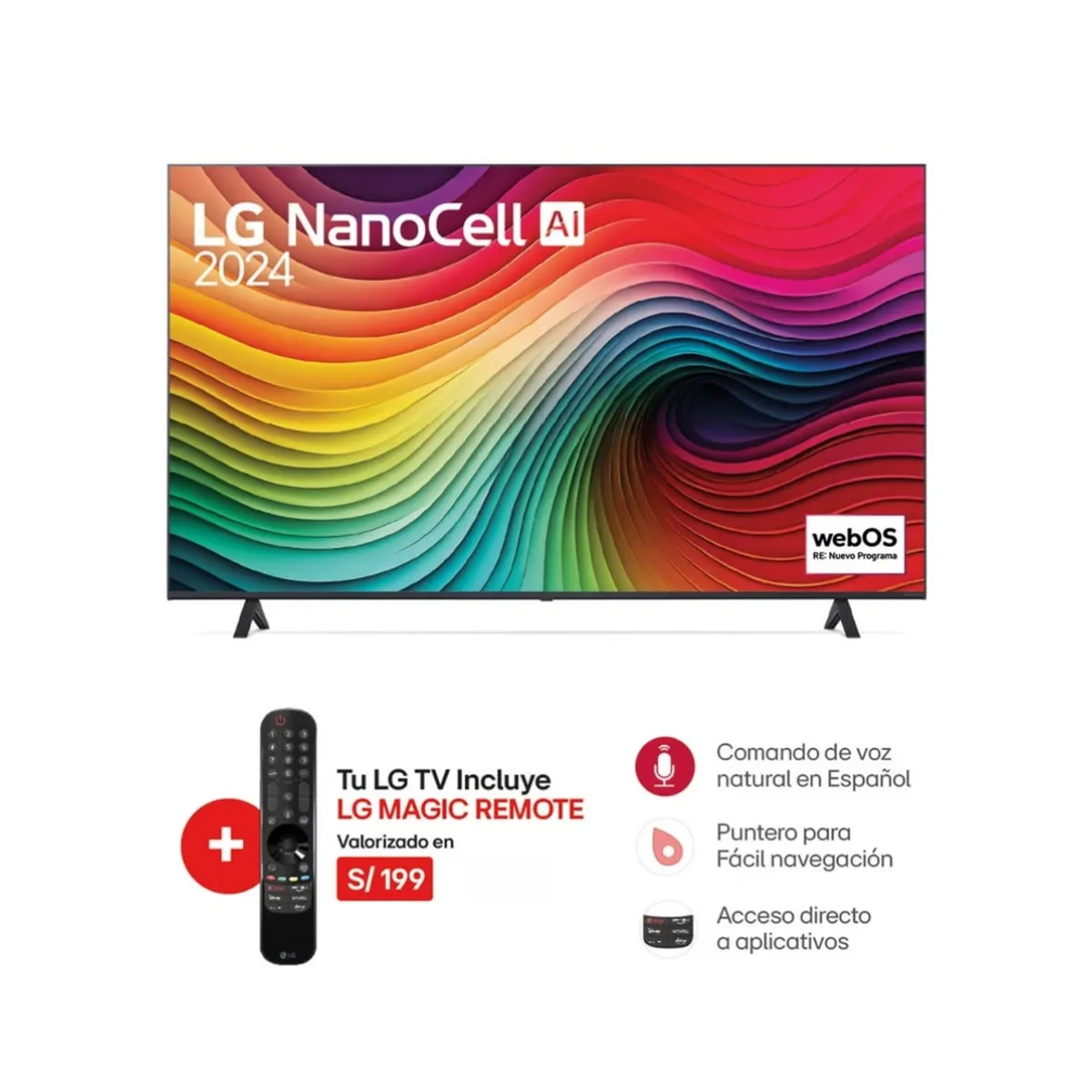 LG - TELEVISOR LG NANOCELL UHD 4K 50 SMART TV CON THINQ AI 50NANO80TSA 2024