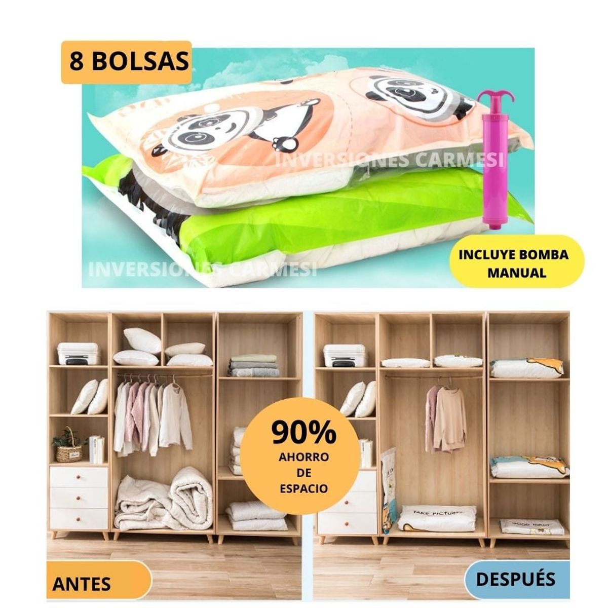 GENERICO - Bolsas al Vacio Para Ropa x 8UN