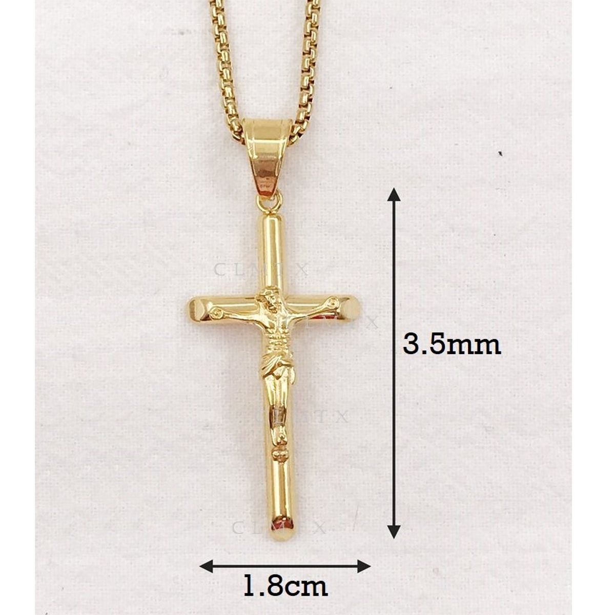 OEM - Collar Hombre Crucifijo en Acero Inoxidable Dorado 316L