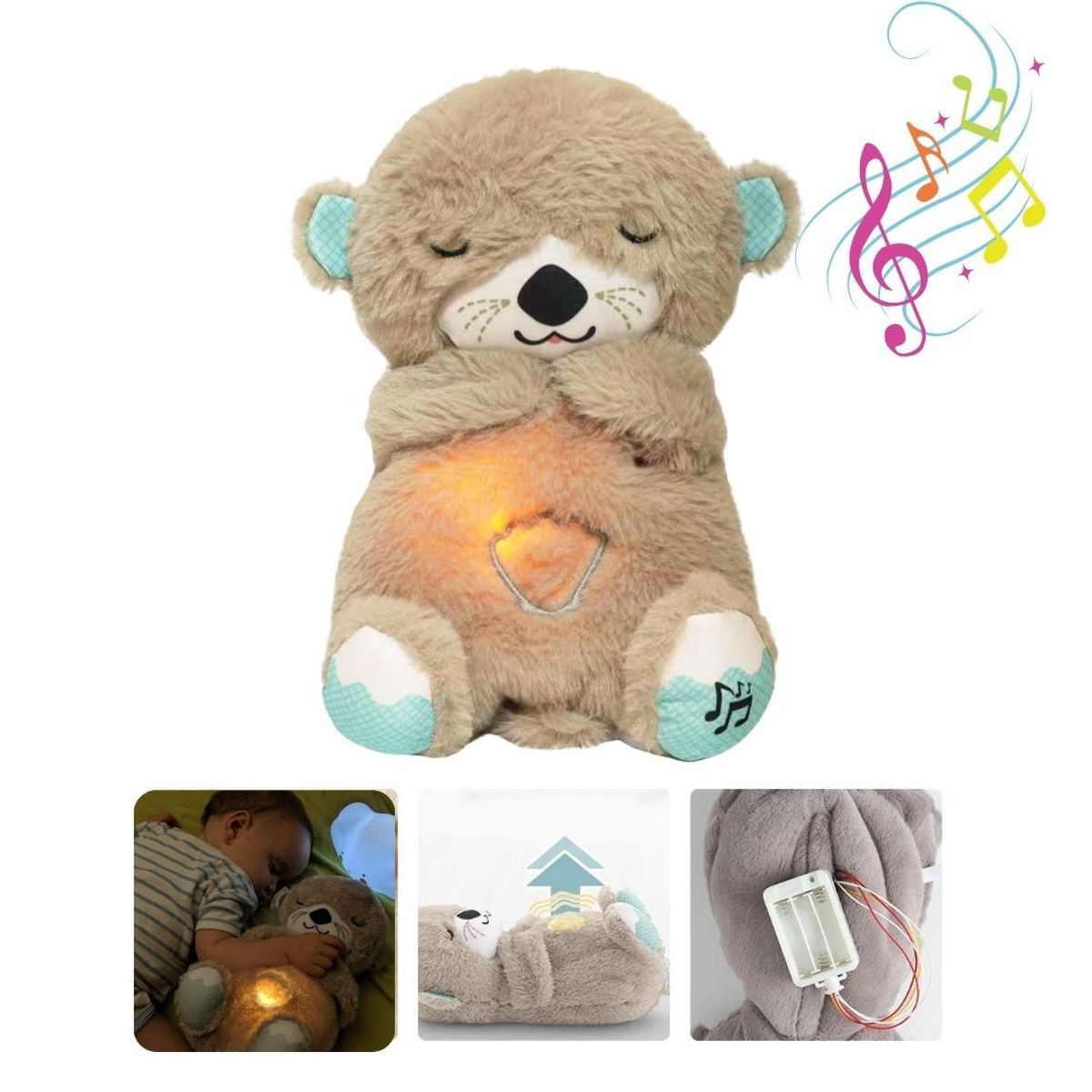 GENERICO - Peluche Nutria Dormilona Respira Musical - Marrón