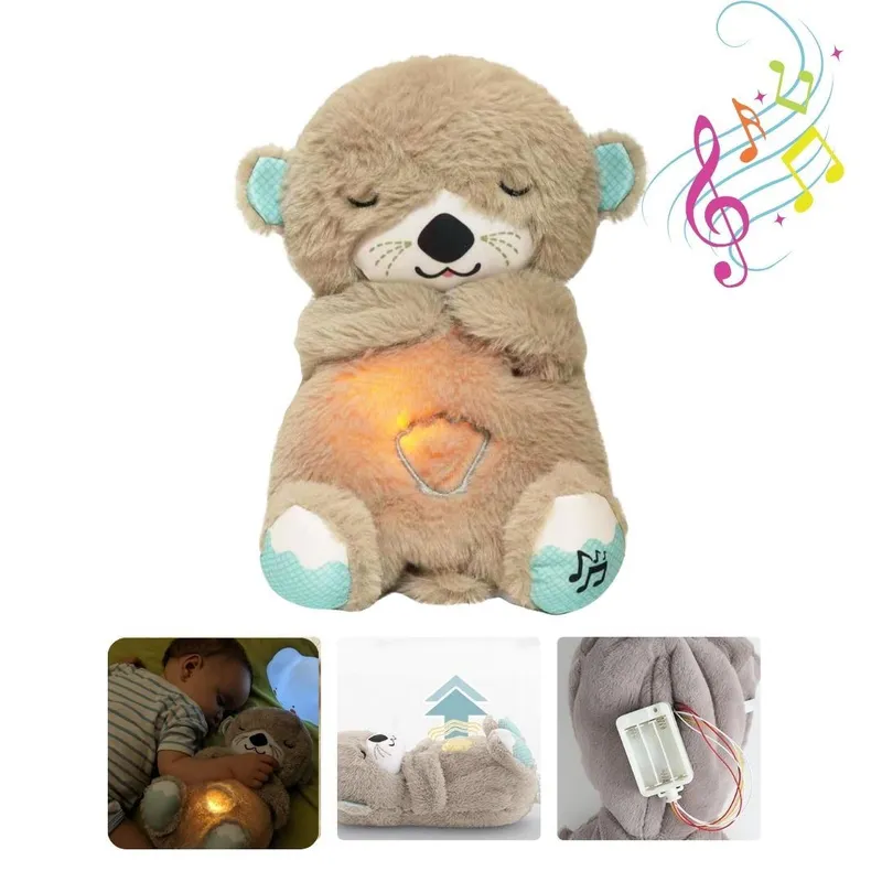 GENERICO - Peluche Nutria Dormilona Respira Musical - Marrón