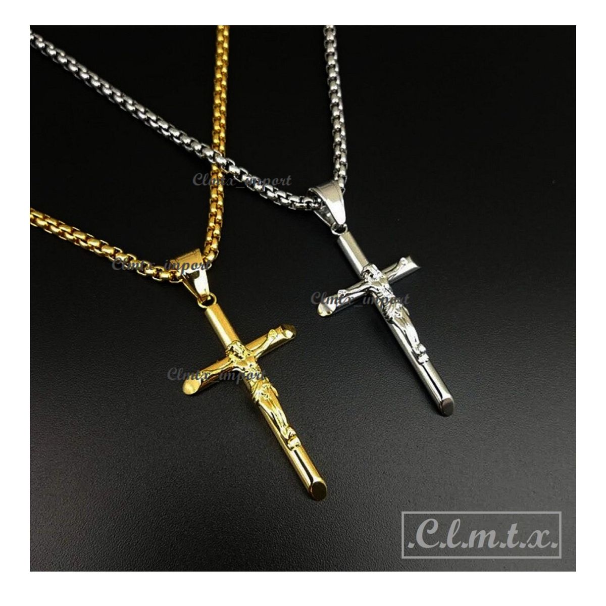 OEM - Collar Hombre Crucifijo en Fino Acero Inoxidable 316L