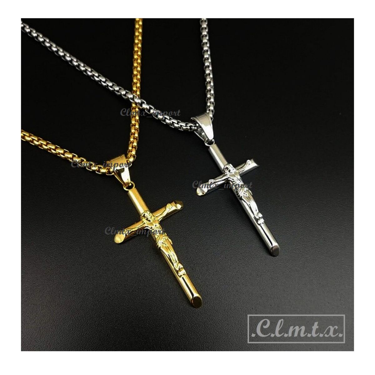OEM - Collar Hombre Crucifijo en Fino Acero Inoxidable 316L