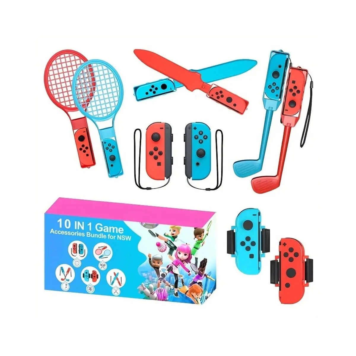 VARIOS - kit de accesorios 10 en 1 para nintendo switch sports