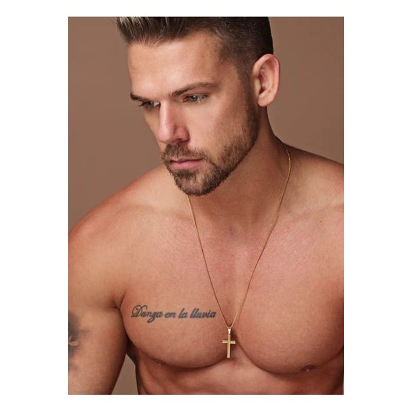 OEM - Collar Hombre Cruz Mediano Acero Inoxidable Regala x Navidad