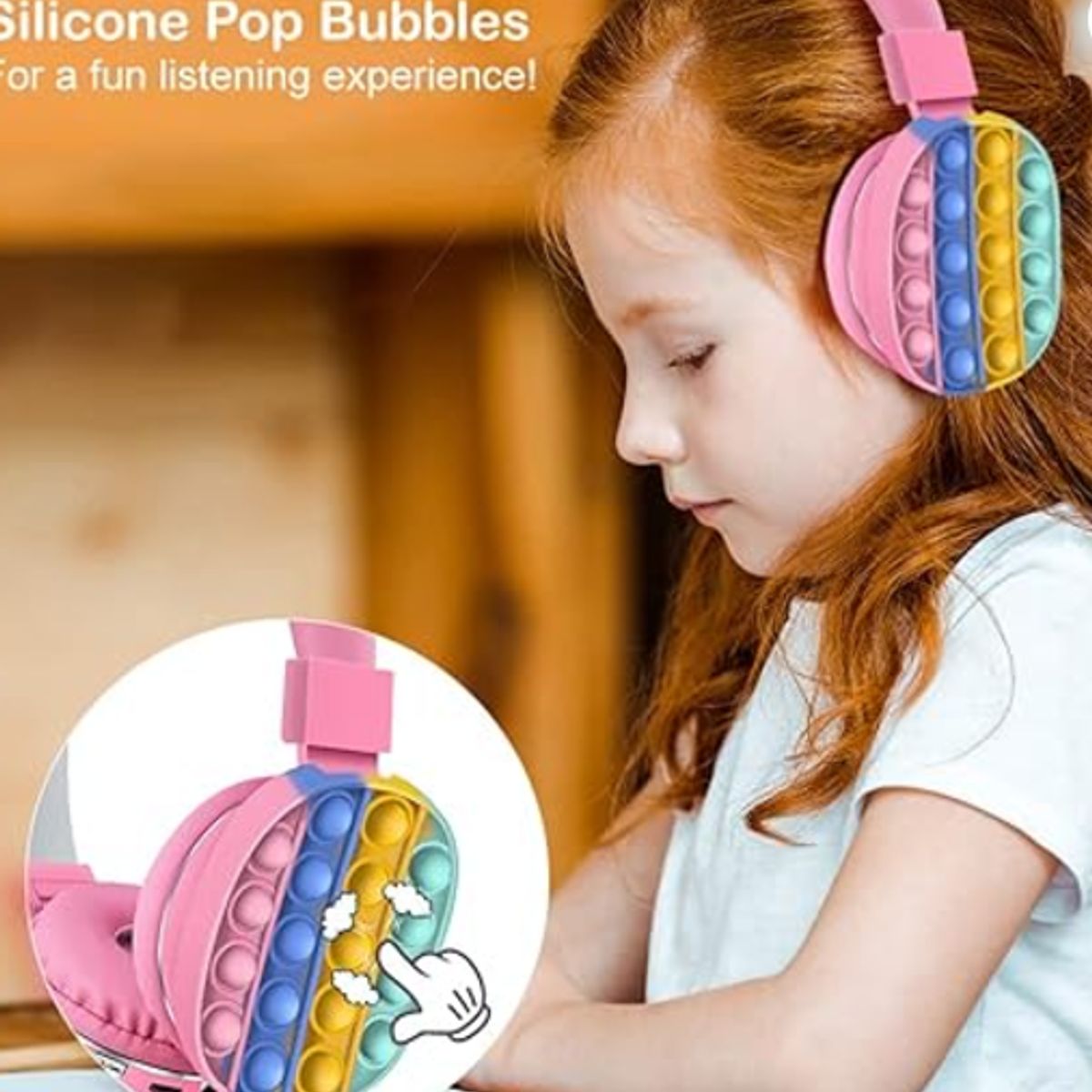 GENERICO - Audífono Bluetooth Pop it KAWAII Rosado