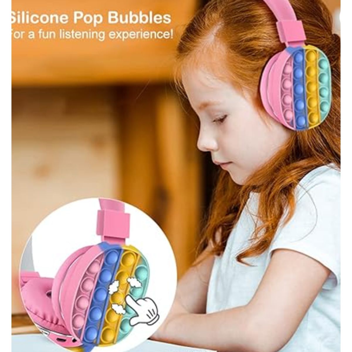 GENERICO - Audífono Bluetooth Pop it KAWAII Rosado