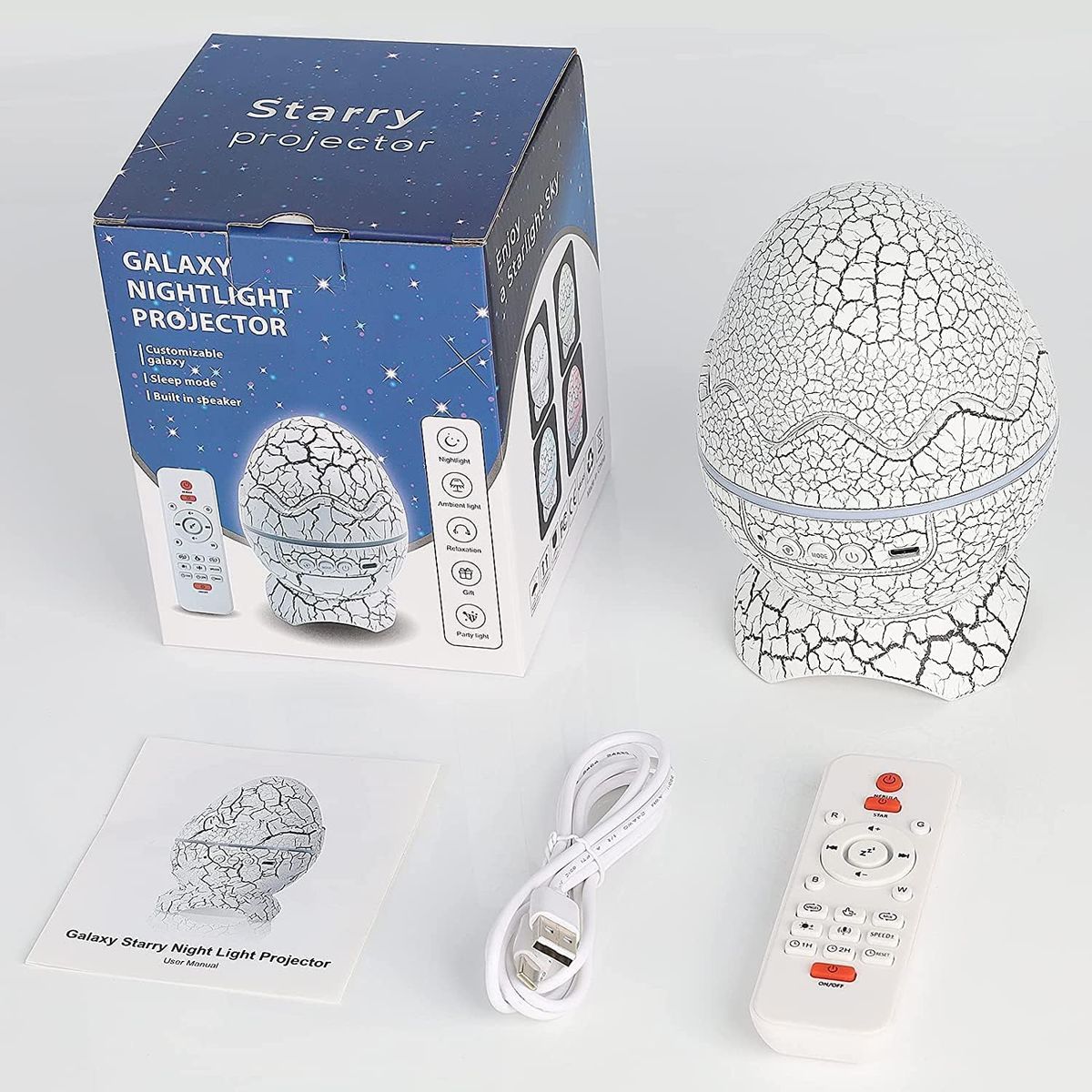 GENERICO - Proyector Galaxia Huevo Dinosaurio Con Altavoz Parlante Bluetooth