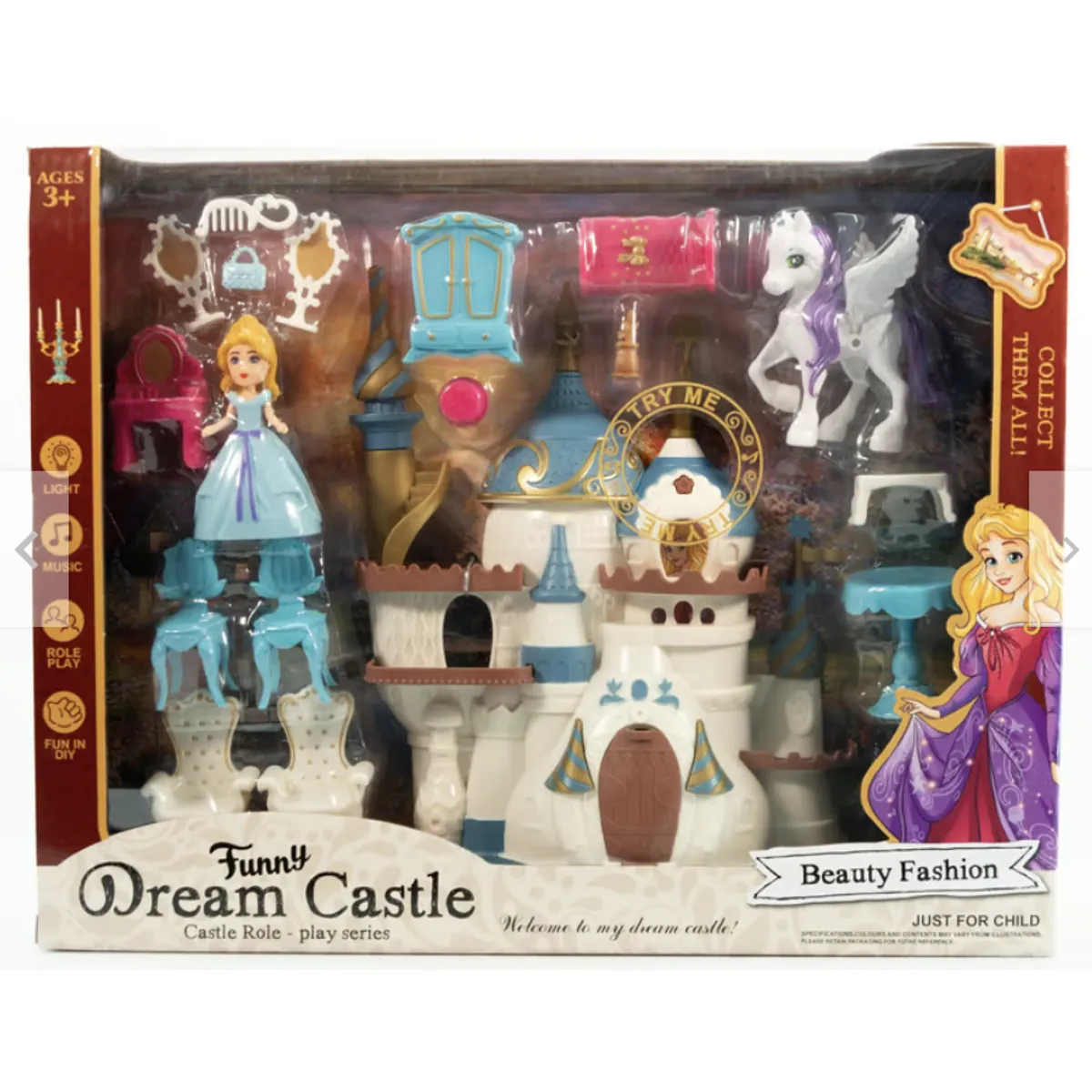 GENERICO - Castillo De Muñeca Luz Sonido Y Accesorios