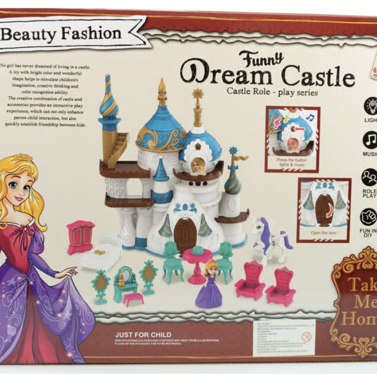 GENERICO - Castillo De Muñeca Luz Sonido Y Accesorios