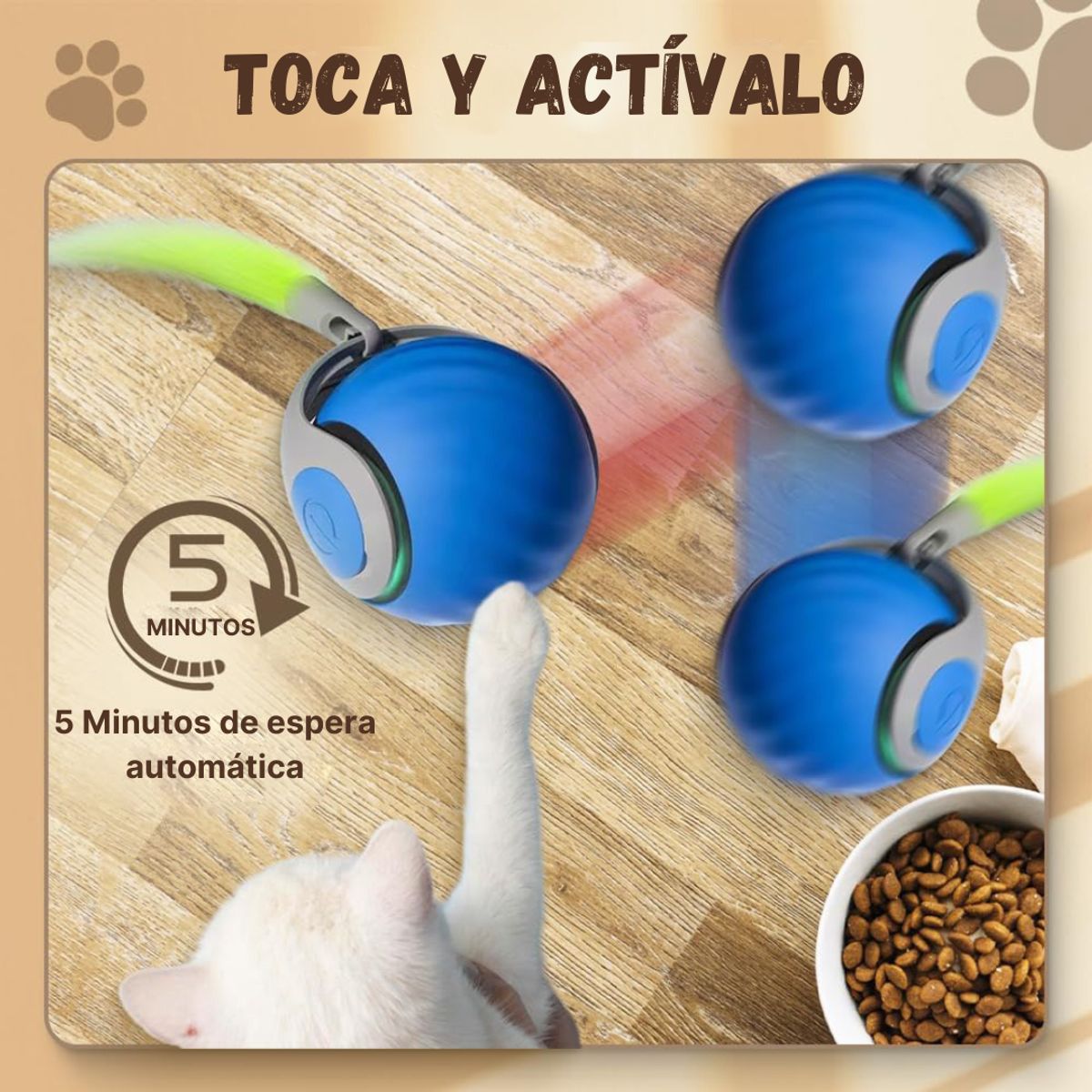IMPORTADO MC - Juguete Interactivo para Gatos Pelota Inteligente con Cola Pet Gravity Naranja
