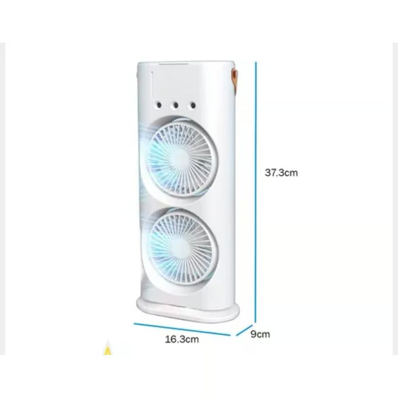 GENERICO - Ventilador con Humificador Doble Aspa 5 en 1