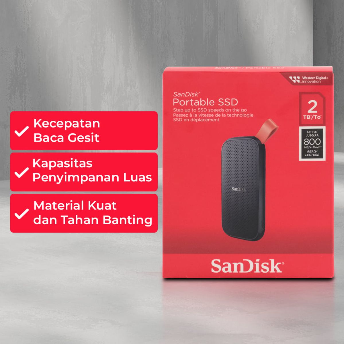 SANDISK - DISCO EXTERNO SSD SANDISK 2 TB PORTABLE