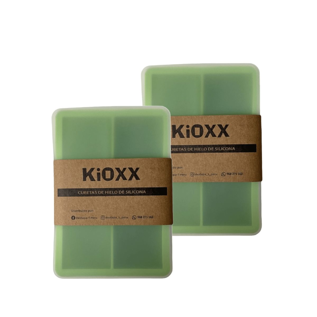 KIOXX - Set de 2 Cubetas de Silicona 6 Cavidades KiOXX Verde