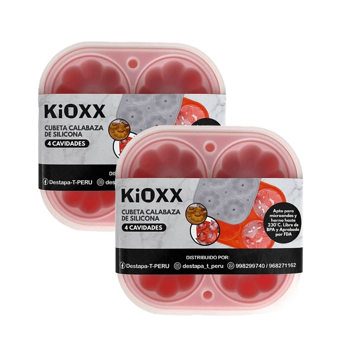 KIOXX - Set de 2 Cubetas de Silicona Calabaza 4 Cavidades KiOXX Naranja
