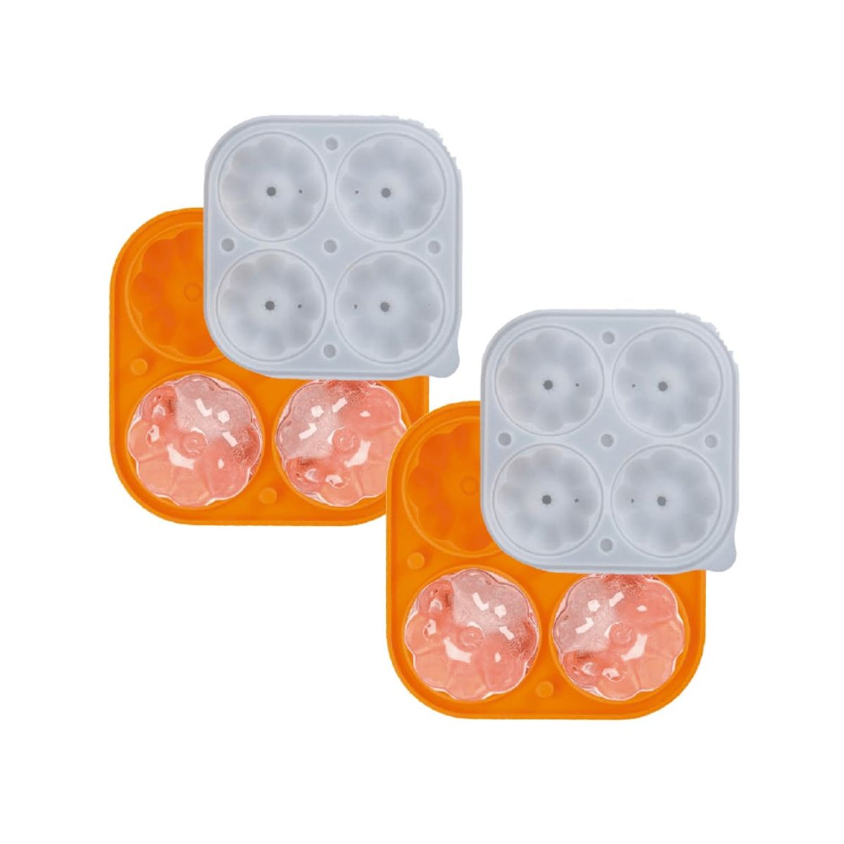 KIOXX - Set de 2 Cubetas de Silicona Calabaza 4 Cavidades KiOXX Naranja