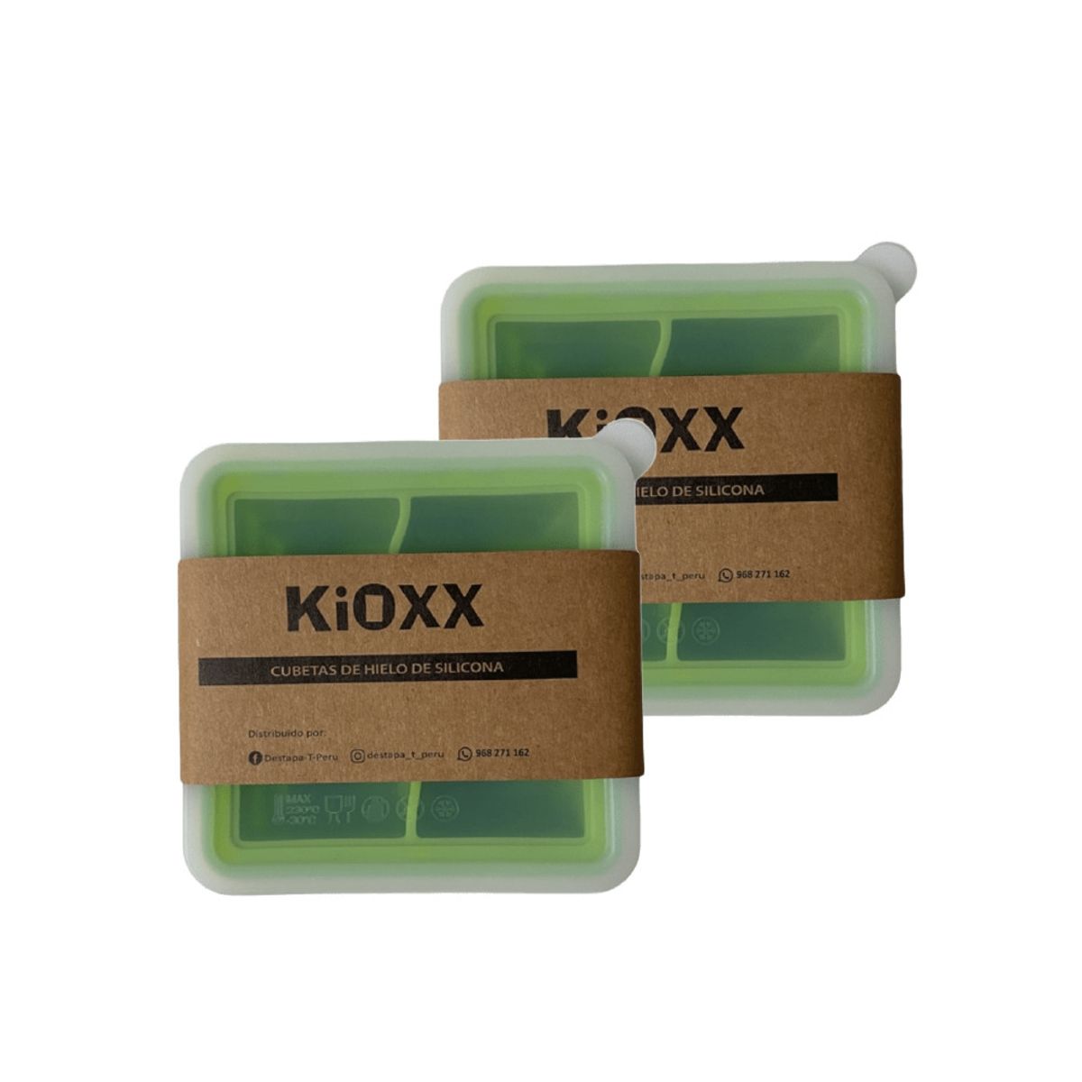 KIOXX - Set de 2 Cubetas de Silicona  4 Cavidades KiOXX Verde