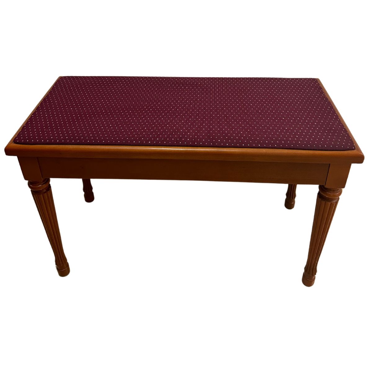 GENERICO - BANQUETA BASE DE MADERA COLOR MARRON CON COJIN COLOR VINO