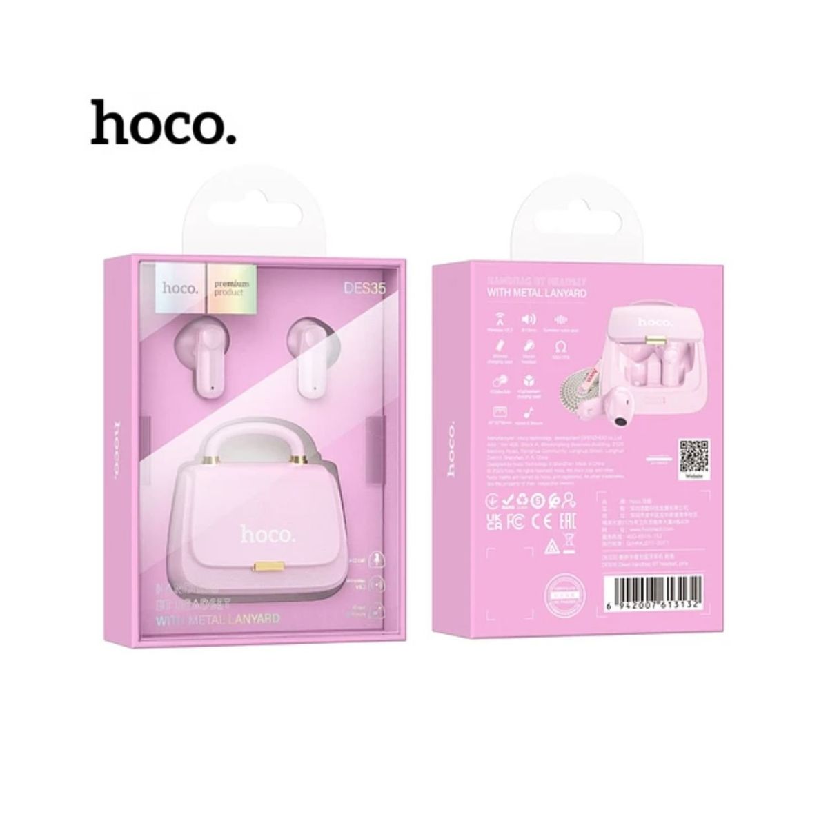 HOCO - Audífono Bluetooth Inalámbrico Hoco DES35- Rosado