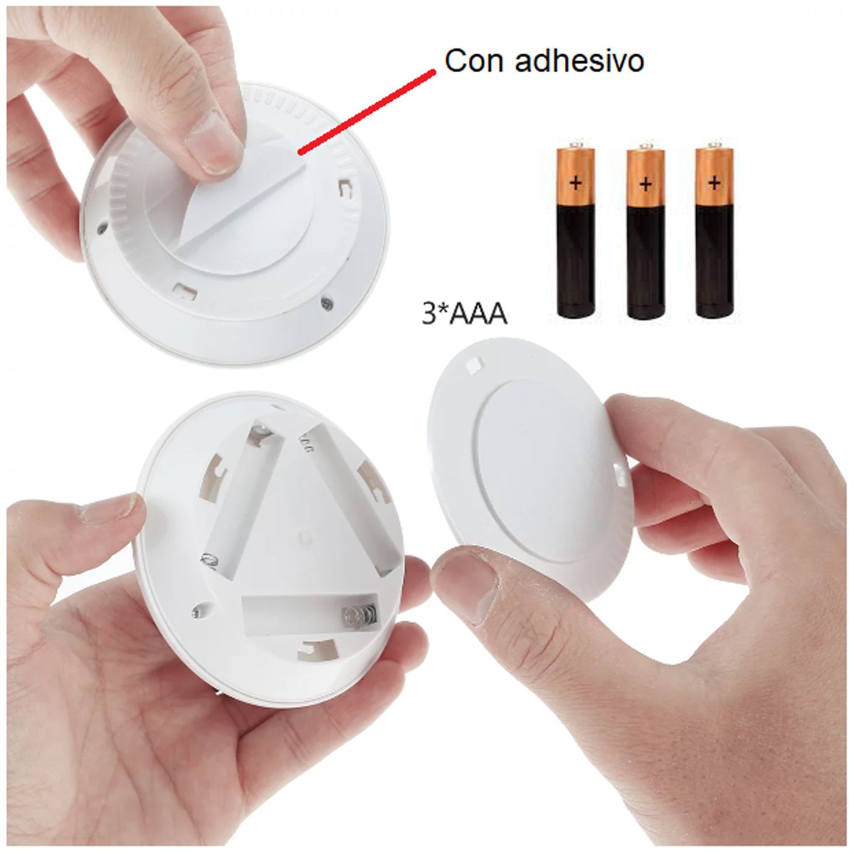 GENERICO - Kit 3 luces LED a pila 3*AAA con adhesivo para hogar,cocina y más