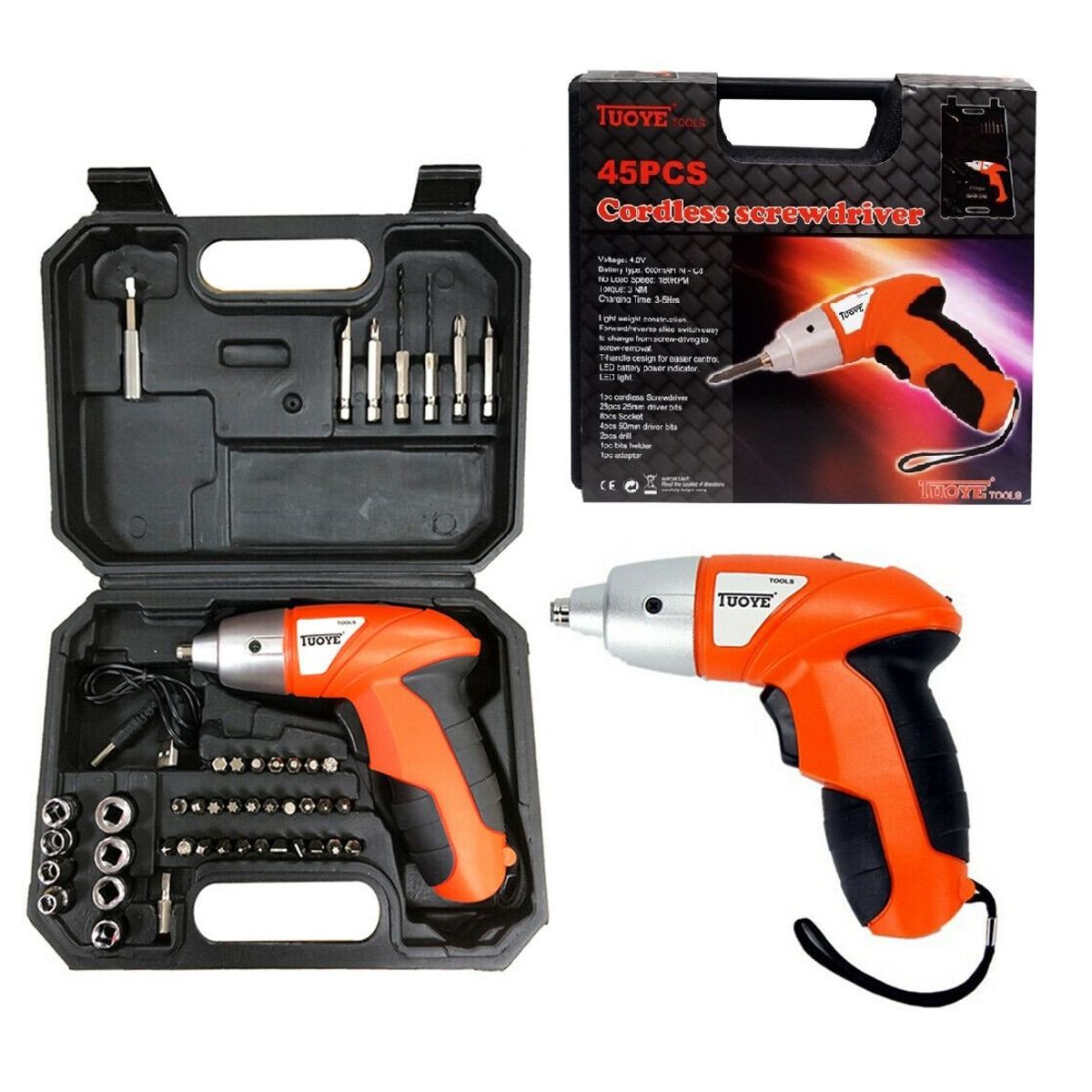 GENERICO - Taladro recargable con estuche de 45 piezas