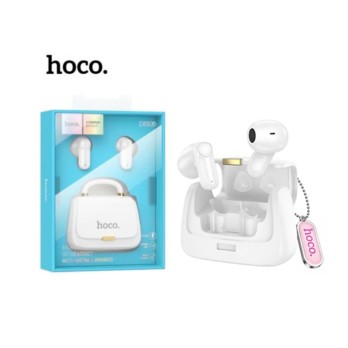 HOCO - Audífono Bluetooth Inalámbrico Hoco DES35 - Blanco