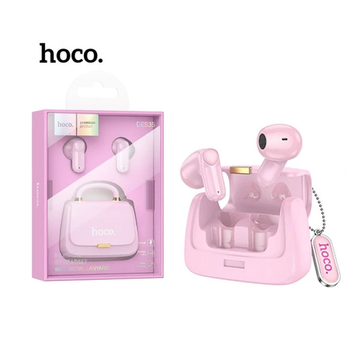 HOCO - Audífono Bluetooth Inalámbrico Hoco DES35- Rosado